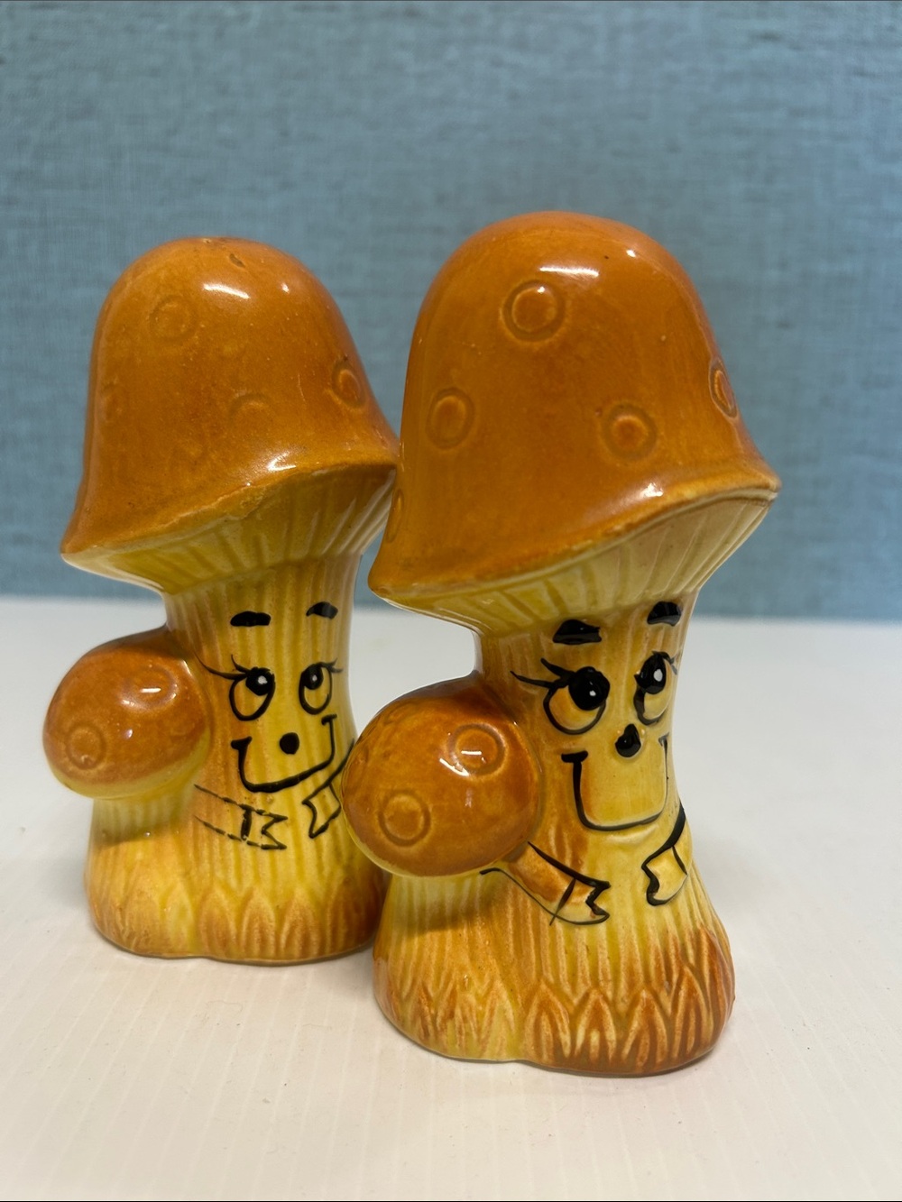 Vintage Anthropomorphic Mushroom Salt & Pepper Shakers - Japan